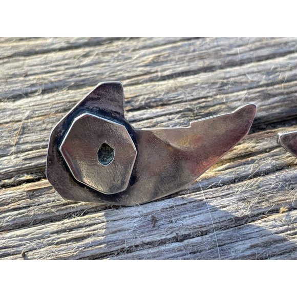 Vintage 1960s Modernist Machinist Style Sterling Silver Screw back earrings - Picture 11 of 12